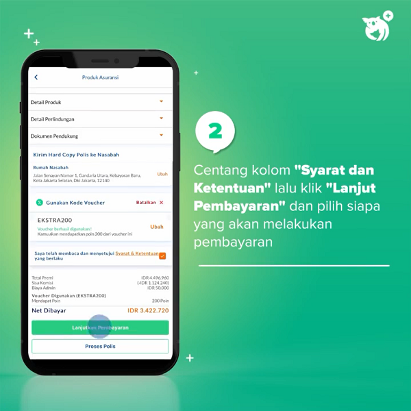 Centang Syarat dan Ketentuan Lalu Klik Lanjutkan Pembayaran